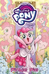 Size: 1400x2125 | Tagged: safe, artist:brendahickey, derpibooru import, idw, official, pinkie pie, crystal pony, earth pony, human, pony, seapony (g4), series:best of my little pony, equestria girls, g4, my little pony: the movie, bow, clothes, comic cover, cover, cover art, crystallized, cute, diapinkes, dorsal fin, female, filly, filly pinkie pie, fin, fish tail, flower, flowing mane, flowing tail, foal, grin, hair bow, high res, image, mare, multeity, my little pony logo, official comic, older, older pinkie pie, open mouth, open smile, png, rainbow power, rainbow power-ified, seaponified, seapony pinkie pie, smiling, species swap, swimming, tail, toga, younger