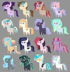 Size: 3959x4096 | Tagged: safe, artist:cheekipone, ponerpics import, oc, oc:bloodmoon lullaby, oc:dusty bloom, oc:goldstone myst, oc:honey milk, oc:sour comet, oc:spilled ink, oc:star screw, unofficial characters only, bat pony, deer, earth pony, pegasus, pony, unicorn, amputee, bat pony oc, bat wings, bracelet, character, clothes, cross, deer oc, ear piercing, earring, earth pony oc, female, floral head wreath, flower, gold, hairclip, horn, image, jewelry, jpeg, male, mare, multiple characters, pegasus oc, piercing, prosthetic leg, prosthetic limb, prosthetics, show accurate, simple background, socks, stallion, tail wrap, unicorn oc, vector, wings