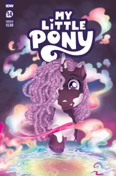 Size: 2063x3131 | Tagged: safe, artist:abigail starling, derpibooru import, idw, official, violette rainbow, pony, unicorn, g5, spoiler:comic, spoiler:g5, spoiler:g5comic, spoiler:g5comic14, coat markings, comic cover, cover, cover art, dreadlocks, female, filly, foal, high res, horn, image, my little pony logo, official comic, pinto, png, solo, vitiligo