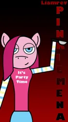 Size: 597x1067 | Tagged: semi-grimdark, artist:liamrev, derpibooru import, pinkie pie, anthro, gradient background, image, jpeg, knife, pinkamena diane pie