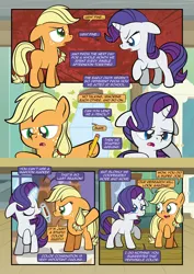 Size: 1920x2715 | Tagged: safe, artist:alexdti, derpibooru import, applejack, rarity, pony, comic:how we met, female, filly, filly applejack, filly rarity, floppy ears, image, magic, pencil, png, younger