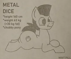 Size: 3385x2808 | Tagged: suggestive, artist:mint pill, derpibooru import, oc, oc:metal dice, unofficial characters only, earth pony, pony, ass, butt, fat, fat ass, image, male, photo, png, solo, stallion, traditional art