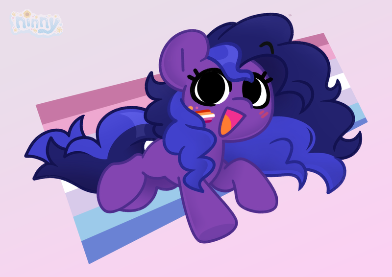 Size: 3508x2480 | Tagged: safe, artist:ninnydraws, derpibooru import, oc, oc:starset, unofficial characters only, earth pony, bigender pride flag, image, lesbian pride flag, png, pride, pride flag, simple background, transbian pride flag