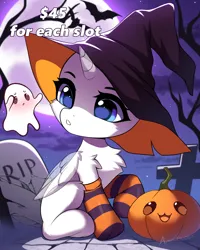 Size: 1406x1754 | Tagged: safe, artist:airiniblock, derpibooru import, ghost, undead, commission, halloween, holiday, image, png, pumpkin, your character here