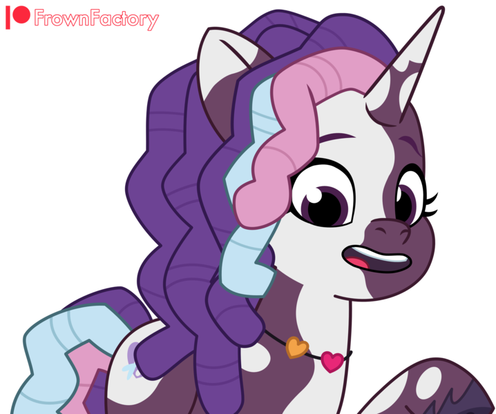 Size: 3592x3000 | Tagged: safe, artist:frownfactory, derpibooru import, violette rainbow, pony, g5, my little pony: tell your tale, female, filly, foal, horn, image, jewelry, necklace, png, simple background, solo, transparent background, vector, vitiligo