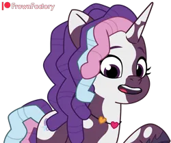 Size: 3592x3000 | Tagged: safe, artist:frownfactory, derpibooru import, violette rainbow, pony, g5, my little pony: tell your tale, female, filly, foal, horn, image, jewelry, necklace, png, simple background, solo, transparent background, vector, vitiligo