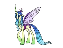 Size: 4090x3068 | Tagged: safe, artist:melspyrose, derpibooru import, queen chrysalis, changedling, changeling, g4, changedling queen, female, image, png, purified chrysalis, reformed, reformed villain, simple background, solo, solo female, transparent background