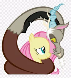 Size: 840x915 | Tagged: artist needed, source needed, safe, derpibooru import, discord, fluttershy, checkered background, coilcord, coiling, coils, discoshy, duo, duo male and female, female, image, jpeg, male, shipping, straight