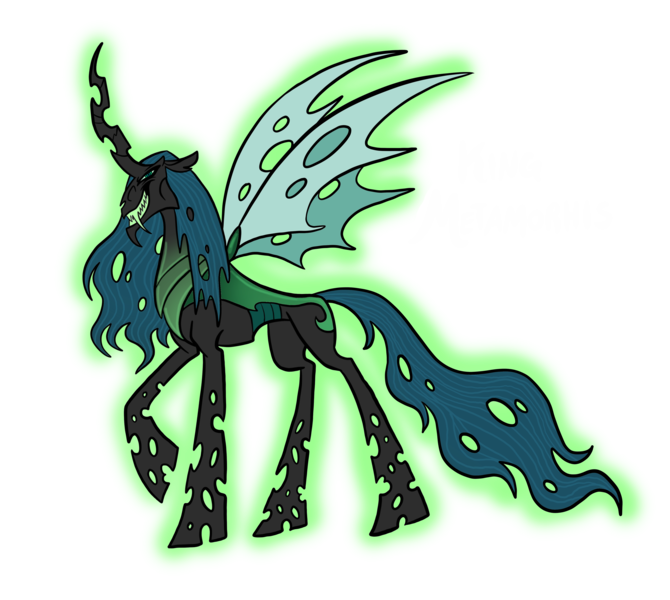 Size: 4128x3698 | Tagged: safe, artist:melspyrose, derpibooru import, queen chrysalis, oc, oc:king metamorphosis, changeling, g4, changeling king, headcanon, headcanon in the description, image, implied vampirism, king metamorphosis, lore, male, png, rule 63, simple background, solo, transparent background, what if