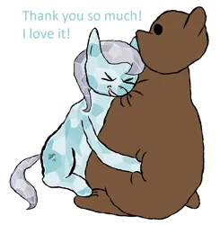 Size: 960x978 | Tagged: safe, artist:alltheclovers, derpibooru import, arctic lily, crystal pony, g4, bear hug, giant plushie, hug, image, plushie, png