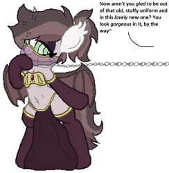 Size: 650x666 | Tagged: suggestive, artist:jerkface, derpibooru import, oc, oc:news flash, unofficial characters only, bat pony, pony, female, harem outfit, hypno eyes, image, mare, mind control, png, solo