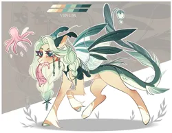 Size: 1280x994 | Tagged: safe, artist:vinum, derpibooru import, oc, octopus, pony, adoptable, green, image, jpeg, light, reference, reference sheet, sia (singer), solo