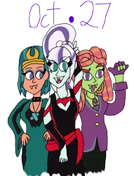 Size: 4000x5234 | Tagged: safe, artist:ktd1993, derpibooru import, coloratura, somnambula, tree hugger, equestria girls, g4, clothes, costume, countess coloratura, halloween, halloween costume, hex girls, holiday, image, png, scooby-doo!