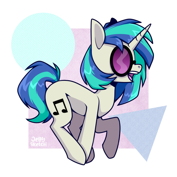 Size: 2894x2894 | Tagged: safe, artist:jellysiek, derpibooru import, vinyl scratch, pony, unicorn, g4, glasses, horn, image, png, smiling, solo