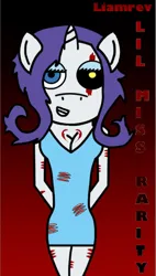 Size: 580x1023 | Tagged: semi-grimdark, artist:liamrev, derpibooru import, rarity, anthro, lil-miss rarity, breasts, cleavage, clothes, dress, image, jpeg