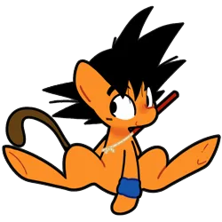 Size: 900x900 | Tagged: safe, artist:kindakismet, derpibooru import, ponified, pony, dragon ball, image, png, simple background, smiling, solo, son goku, transparent background