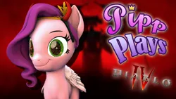 Size: 1920x1080 | Tagged: safe, artist:pika-robo, derpibooru import, pipp petals, pegasus, pony, series:pipp plays, g4, g5, 3d, devil horns, diablo (series), diablo iv, fake horns, fake thumbnail, female, g5 to g4, gamer pipp, generation leap, horns, image, let's play, mare, png, smiling, source filmmaker, youtube thumbnail