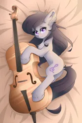 Size: 3000x4500 | Tagged: safe, artist:natanvok, derpibooru import, octavia melody, earth pony, pony, g4, body pillow, body pillow design, butt, cello, chest fluff, dock, ear fluff, female, hoof fluff, image, leg fluff, looking at you, lying down, mare, musical instrument, plot, png, side, solo, tail