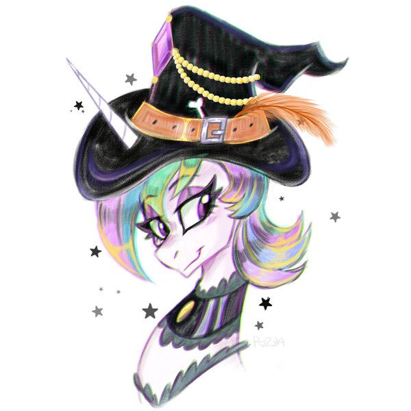 Size: 1810x1810 | Tagged: safe, artist:pozya1007, derpibooru import, princess celestia, alicorn, pony, g4, bust, gameloft, halloween, holiday, image, jpeg, portrait, simple background, solo