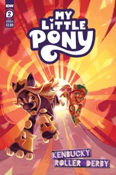 Size: 2063x3131 | Tagged: safe, artist:natalie haines, derpibooru import, idw, official, sunny starscout, earth pony, pony, g5, comic, comic cover, cover, cover art, duo, female, high res, image, kenbucky roller derby #2, mane stripe sunny, mare, my little pony logo, my little pony: kenbucky roller derby, official comic, png, roller skates, skates, skating, text, tracy tailspin