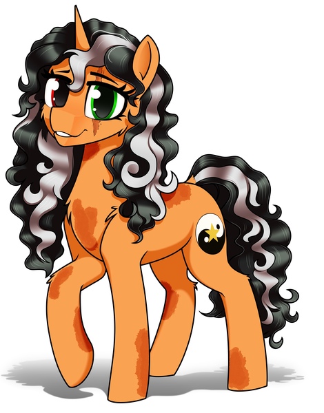 Size: 3592x4583 | Tagged: safe, artist:dacaoo, derpibooru import, oc, oc:arcane balance, unofficial characters only, pony, unicorn, burn marks, commission, heterochromia, horn, image, jpeg, scar, simple background, solo, white background, yin-yang