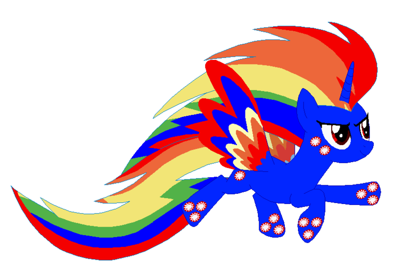 Size: 827x571 | Tagged: safe, artist:brightstar40k, derpibooru import, oc, oc:stephen (stephen-fisher), unofficial characters only, alicorn, pony, alicorn oc, colored wings, horn, image, male, multicolored wings, png, rainbow power, simple background, solo, white background, wings