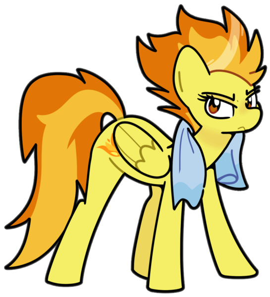 Size: 818x900 | Tagged: safe, artist:kindakismet, derpibooru import, spitfire, pegasus, pony, g4, angry, image, png, scowl, simple background, solo, towel, transparent background