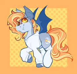 Size: 1950x1886 | Tagged: safe, artist:ezzerie, derpibooru import, oc, oc:snooze, unofficial characters only, bat pony, pony, bat pony oc, bat wings, clothes, image, png, smiling, socks, sweater, wings