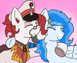 Size: 1238x1018 | Tagged: safe, artist:thomas.senko, derpibooru import, oc, oc:red rocket, oc:winter white, pegasus, unicorn, equestria at war mod, clothes, collar, flower, glasses, hat, horn, image, necktie, peaked cap, pegasus oc, png, unicorn oc, uniform, wings