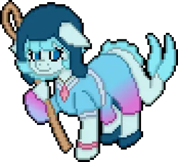 Size: 696x632 | Tagged: safe, artist:bloonacorn, derpibooru import, oc, oc:whaletail, unofficial characters only, merpony, digital art, dorsal fin, fin, fish tail, image, pixel art, png, simple background, solo, staff, tail, transparent background