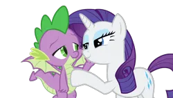 Size: 1920x1080 | Tagged: safe, artist:georgegarza01, derpibooru import, rarity, spike, dragon, pony, unicorn, bedroom eyes, cute, duo, duo male and female, female, hand on cheek, hoof on chest, horn, image, looking at each other, looking at someone, male, png, raribetes, shipping, sparity, spikabetes, straight, winged spike, wings