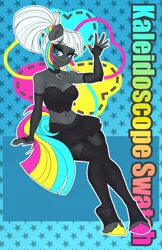 Size: 792x1224 | Tagged: suggestive, artist:inkkeystudios, derpibooru import, oc, oc:kaleidoscope swatch, unofficial characters only, anthro, earth pony, unguligrade anthro, breasts, clothes, fishnet clothing, fishnets, image, jpeg, socks, solo, stockings, thigh highs