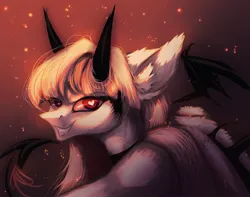 Size: 1050x827 | Tagged: safe, artist:reminati_27, derpibooru import, oc, unofficial characters only, demon, demon pony, original species, pony, devil tail, female, floating wings, heart, heart eyes, horns, image, jpeg, looking at you, mare, smiling, solo, tail, wingding eyes, wings