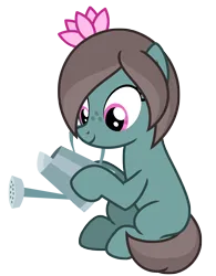 Size: 5448x6997 | Tagged: safe, artist:estories, derpibooru import, oc, oc:lotu doodle, unofficial characters only, earth pony, pony, absurd resolution, female, image, mare, png, simple background, sitting, solo, transparent background, vector, watering can