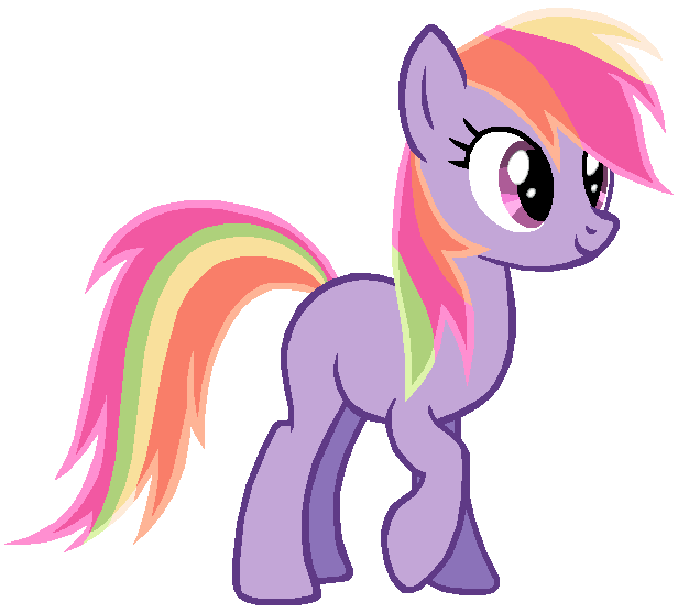 Size: 616x557 | Tagged: source needed, safe, artist:durpy, artist:milliethemylittleponyfan2002, derpibooru import, rainbow swirl, earth pony, pony, g3, g4, adult blank flank, base used, blank flank, closed mouth, cute, evolution of rainbow dash, female, g3 to g4, generation leap, image, mare, png, raised hoof, simple background, smiling, solo, white background