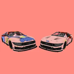 Size: 3464x3464 | Tagged: safe, artist:screaming luigi racing, derpibooru import, oc, oc:espie pantomimia, oc:estella pantomimia, unofficial characters only, car, carviewer, derpibooru exclusive, duo, duo female, elements of justice, female, ford, ford dark horse, image, jpeg, nascar, photo