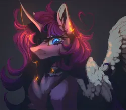 Size: 1080x944 | Tagged: safe, artist:reminati_27, derpibooru import, oc, unofficial characters only, alicorn, pony, alicorn oc, bust, chest fluff, choker, female, horn, horn jewelry, image, jewelry, jpeg, mare, solo, wings