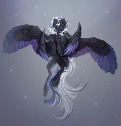 Size: 1080x1131 | Tagged: safe, artist:reminati_27, derpibooru import, oc, unofficial characters only, pegasus, pony, chest fluff, commission, covering eyes, flying, head wings, image, jpeg, multiple wings, solo, spread wings, wings