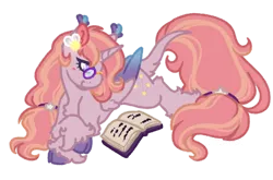 Size: 1124x744 | Tagged: safe, artist:kazmuun, derpibooru import, oc, alicorn, pony, book, female, image, lying down, mare, png, prone, solo