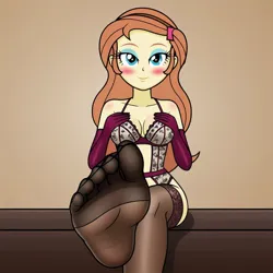 Size: 1024x1024 | Tagged: suggestive, machine learning generated, ponerpics import, oc, oc:cream heart, equestria girls, clothes, evening gloves, feet, fetish, foot fetish, foot focus, gloves, image, jpeg, lingerie, long gloves, sitting, sock fetish, socks, stocking feet, stockings, thigh highs