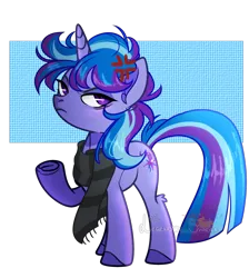 Size: 2314x2580 | Tagged: safe, artist:legendaryshadee, derpibooru import, oc, oc:moonshadow, pony, angry, base used, clothes, cross-popping veins, emanata, image, png, purple eyes, scarf, simple background, solo, striped mane, striped scarf, striped tail, supreme, tail, transparent background