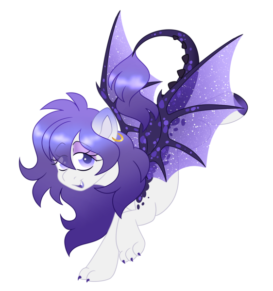 Size: 4741x5059 | Tagged: safe, artist:crazysketch101, derpibooru import, pony, bat wings, dragon tail, ear piercing, earring, image, jewelry, nail polish, piercing, png, scales, simple background, solo, tail, transparent background, transparent wings, wings