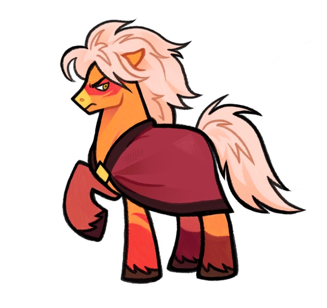 Size: 2048x1925 | Tagged: safe, derpibooru import, ponified, earth pony, pony, clothes, eyebrows, female, frown, image, jasper (steven universe), jpeg, looking to the right, mare, raised hoof, side view, sideways glance, simple background, solo, standing, steven universe, stripes, unshorn fetlocks, white background