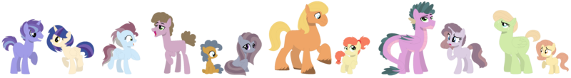 Size: 4484x616 | Tagged: safe, artist:leanne264, derpibooru import, oc, oc:blueberry pie, oc:bright mac jr., oc:chocolate cheesecake, oc:confetti cake, oc:emerald scale, oc:golden delicious, oc:jasmine belle, oc:little sunshine, oc:lunar moon, oc:orange cream, oc:rose skies, oc:silver shine, unofficial characters only, dracony, earth pony, hybrid, pegasus, pony, unicorn, g4, base used, brother and sister, brothers, colt, earth pony oc, female, filly, foal, freckles, horn, image, interspecies offspring, male, mare, next generation, offspring, parent:applejack, parent:big macintosh, parent:caramel, parent:cheese sandwich, parent:flash sentry, parent:fluttershy, parent:pinkie pie, parent:rainbow dash, parent:rarity, parent:soarin', parent:spike, parent:twilight sparkle, parents:carajack, parents:cheesepie, parents:flashlight, parents:fluttermac, parents:soarindash, parents:sparity, pegasus oc, png, siblings, simple background, stallion, transparent background, unicorn oc, unshorn fetlocks, wings