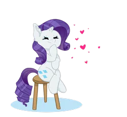 Size: 2549x2353 | Tagged: safe, artist:bytemyfur, derpibooru import, rarity, pony, unicorn, g4, cute, eyes closed, heart, hoof on chin, horn, image, png, raribetes, simple background, sitting, solo, stool, transparent background