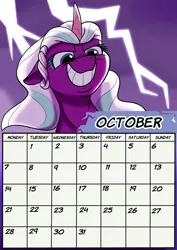 Size: 1654x2339 | Tagged: safe, artist:rutkotka, derpibooru import, alicorn, pony, g5, calendar, female, image, mare, october, opaline arcana, png, solo