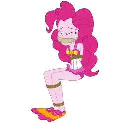 Size: 2000x2000 | Tagged: safe, artist:nie-martw-sie-o-mnie, derpibooru import, pinkie pie, human, equestria girls, g4, bondage, bound and gagged, cloth gag, clothes, equestria girls specials, eyes closed, female, femsub, flippers (gear), gag, image, my little pony equestria girls: forgotten friendship, one-piece swimsuit, pinkie pie swimsuit, pinkiesub, png, rope, rope bondage, simple background, sitting, solo, submissive, swimsuit, transparent background