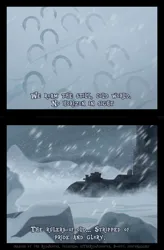 Size: 841x1280 | Tagged: safe, artist:redjester, derpibooru import, alternate universe, background, comic, frostpony, frostpunk, image, jpeg, post-apocalyptic, snow, snowfall, vector, winter