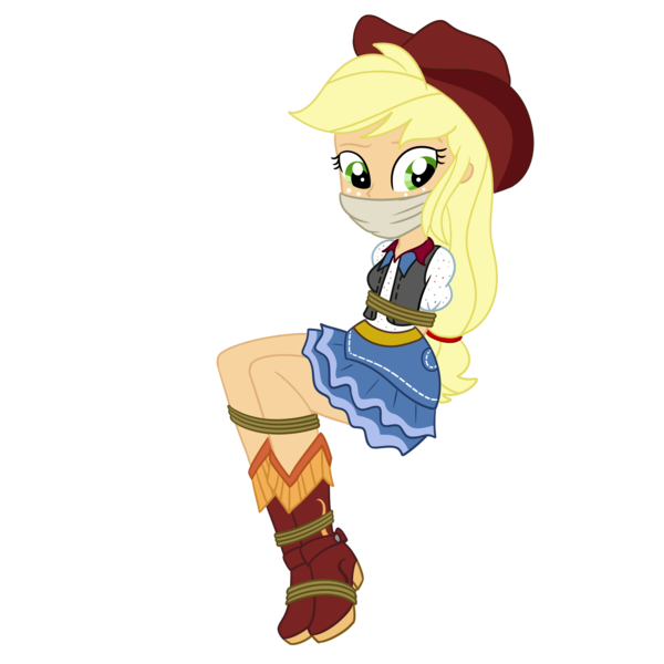 Size: 2000x2000 | Tagged: safe, artist:nie-martw-sie-o-mnie, derpibooru import, applejack, human, equestria girls, g4, applesub, bondage, boots, bound and gagged, cloth gag, clothes, cowboy boots, cowboy hat, equestria girls specials, female, femsub, freckles, gag, hat, image, my little pony equestria girls: dance magic, png, rope, rope bondage, shoes, simple background, sitting, solo, submissive, transparent background