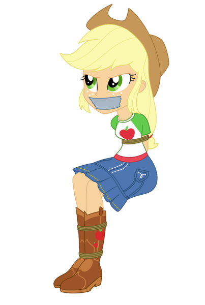 Size: 2000x2981 | Tagged: safe, artist:nie-martw-sie-o-mnie, derpibooru import, applejack, human, equestria girls, g4, applesub, bondage, boots, bound and gagged, clothes, cowboy boots, cowboy hat, female, femsub, freckles, gag, hat, image, my little pony equestria girls: better together, png, queen of clubs, rope, rope bondage, shoes, simple background, sitting, skirt, solo, submissive, tape, tape gag, transparent background